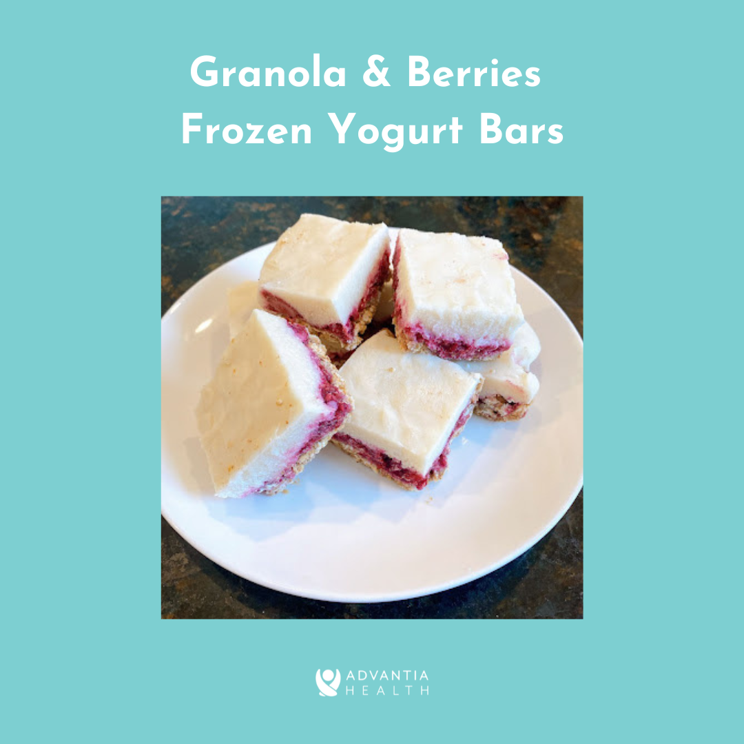 Granola and Berries Frozen Yogurt Bars, a healthy recipe prepared by Jen from Advantia Health.