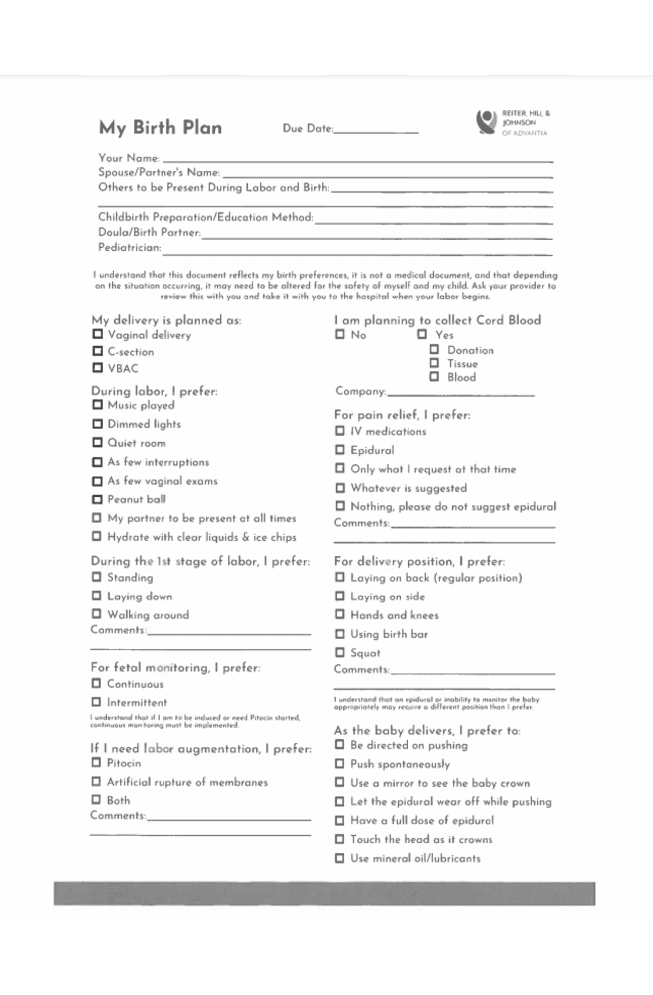 Birth Plan
