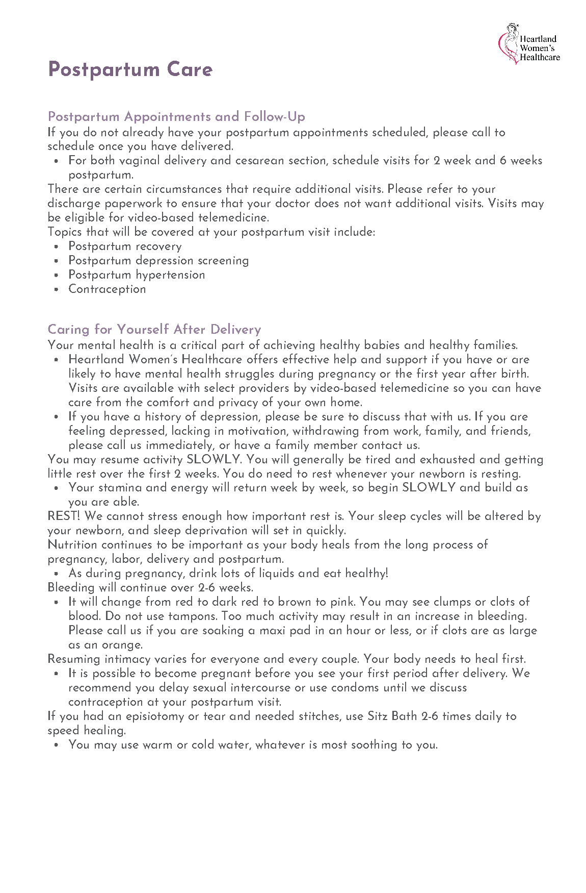 Postpartum Care